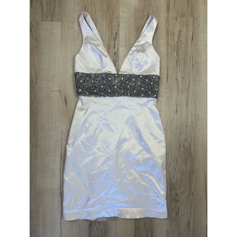 Maria Bianca Nero White sequenced bodycon dress